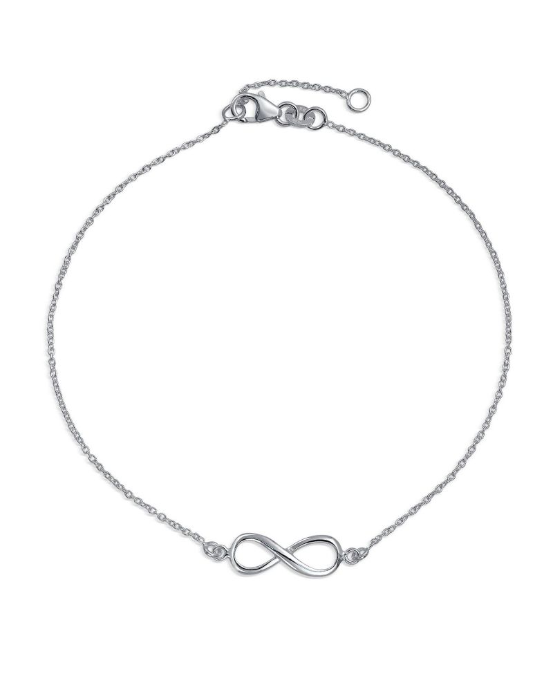 Delicate Romantic Love Knot Infinity Anklet Charm Ankle Bracelet .925 Sterling Silver Adjustable