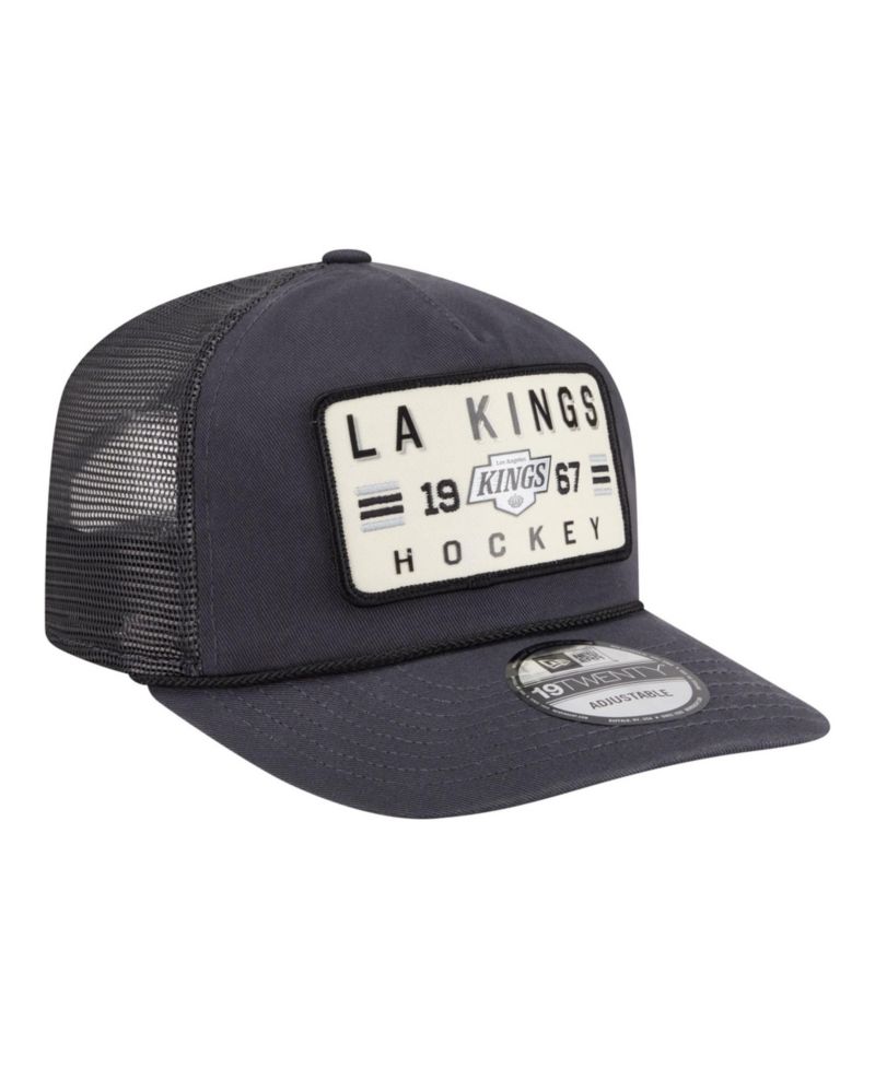 Men's Charcoal Los Angeles Kings Washed Patch 19TWENTY Trucker Adjustable Hat