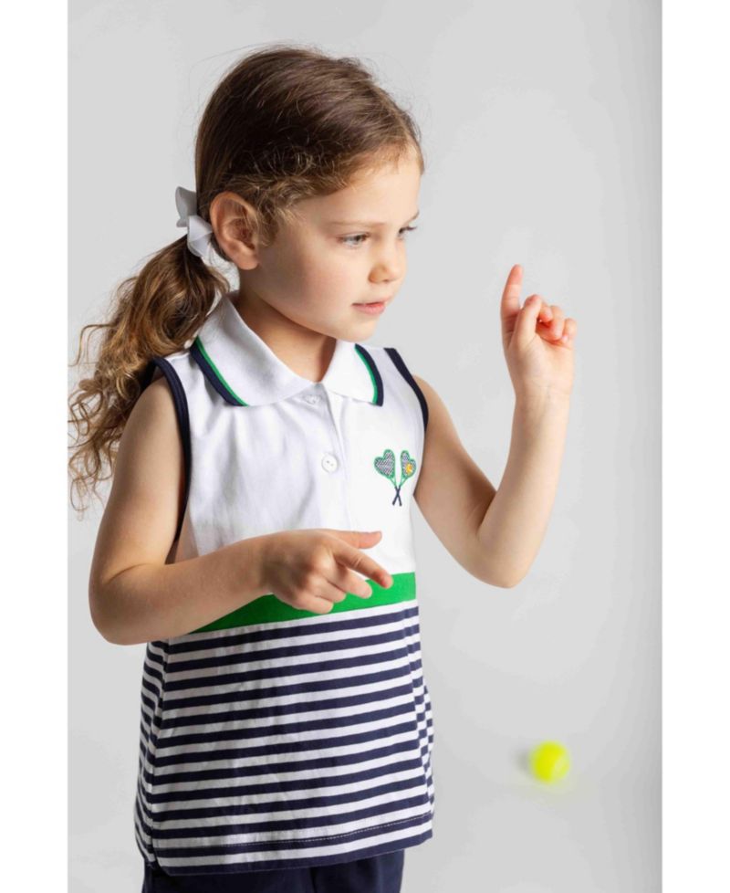 Big Boys 7-10 Knit Short Set with Tennis Rackets