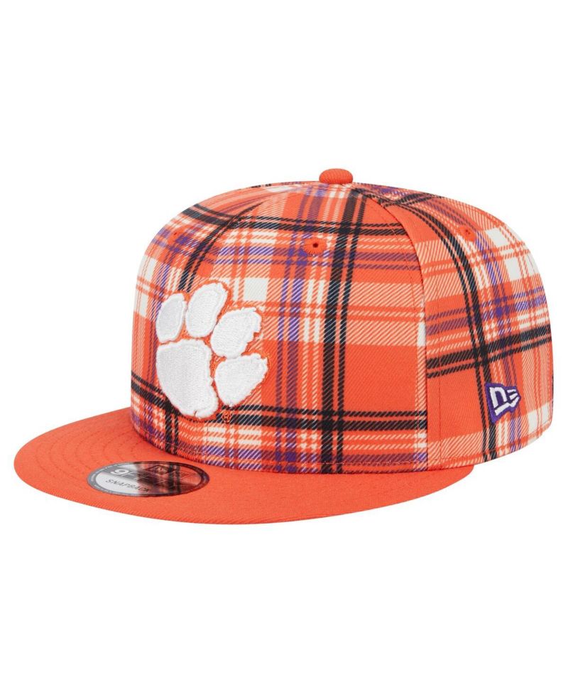 Men's Orange Clemson Tigers Plaid 9FIFTY Snapback Hat