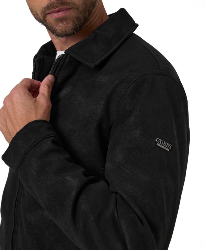 Men's Monogram Faux Leather Zip-Front Jacket