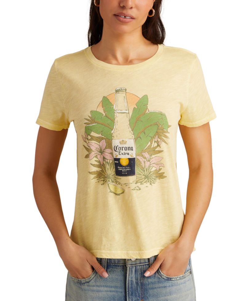 Women's Cotton Tropical Corona Graphic T-Shirt
