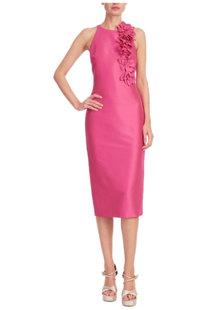 Women's Sleeveless Corsage Sheath Midi Dress