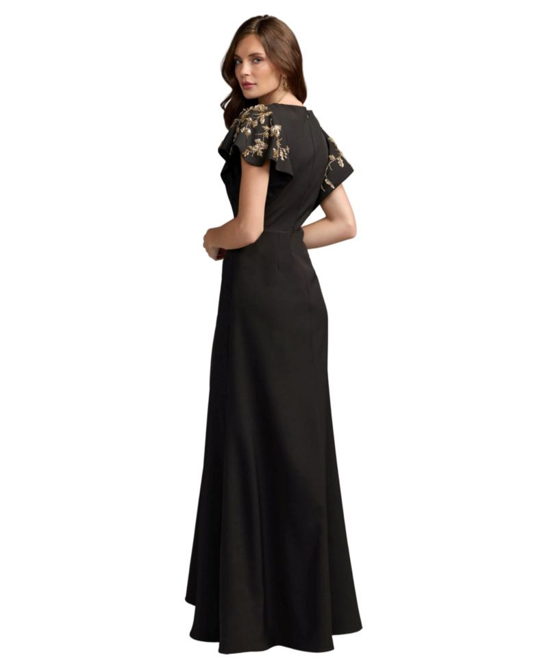 Women's Embellished Flutter-Sleeve Gown