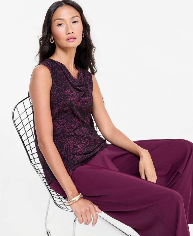 Women's Paisley Sleeveless Cowl Neck Blouse