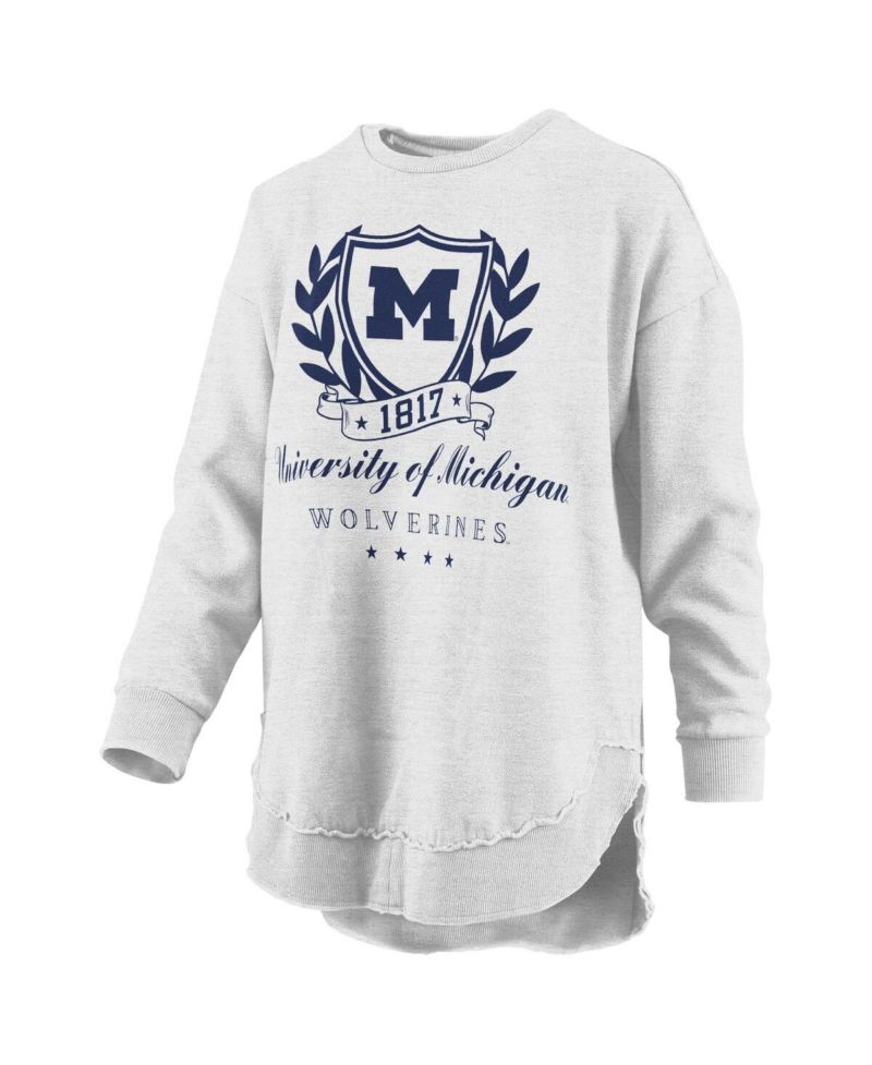 Women's Heather Gray Michigan Wolverines Field Day M&eacute;lange Poncho Pullover Sweatshirt
