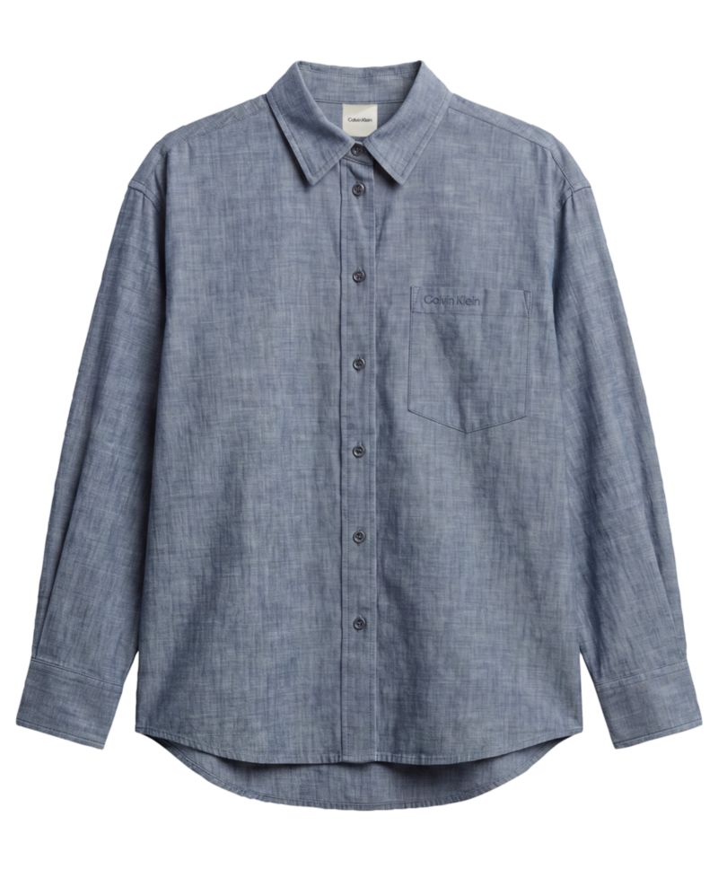 Women's Long-Sleeve Chambray Sleep Shirt