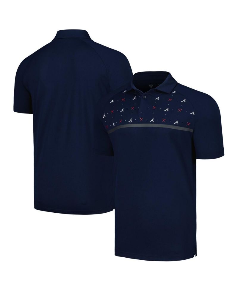 Men's Navy Atlanta Braves Sector Batter Up Raglan Polo Shirt