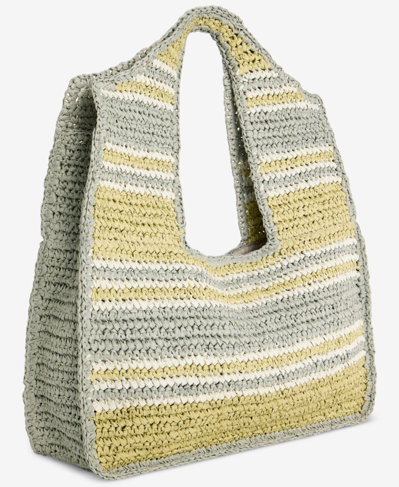 Marled Cut Out Straw Tote