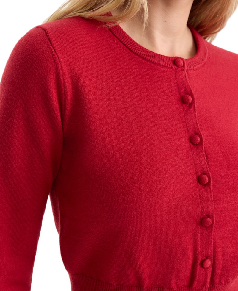 Women's Fine Knit Crewneck Cardigan