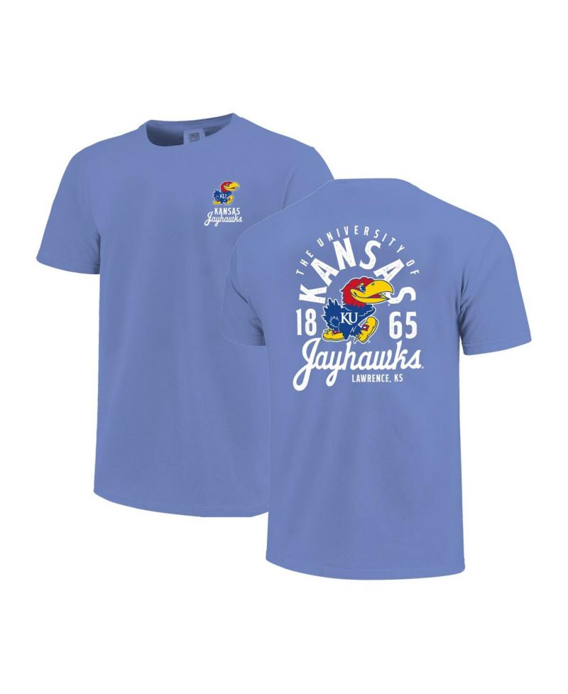 Big Boys and Girls Royal Kansas Jayhawks Comfort Colors Mascot Overlay T-Shirt