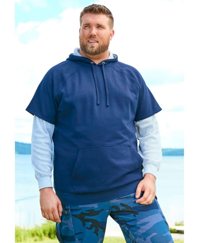 Big & Tall by KingSize Thermal-Lined Layered Look Hoodie