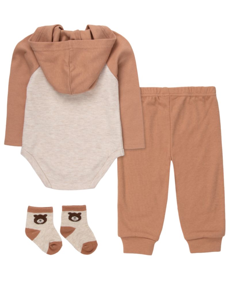 Baby Boys' Long-Sleeve Bodysuit, Jogger Pant and Socks, 3-Piece Set