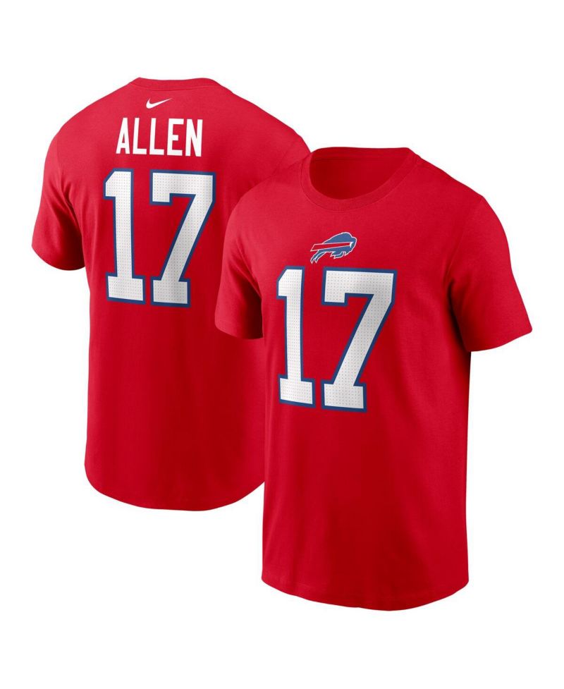 Men's Josh Allen Red Buffalo Bills Player Name & Number T-Shirt