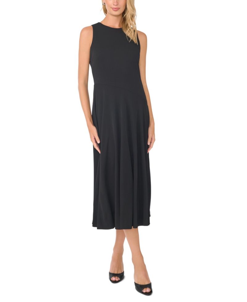 Women's Jewel Neck Panelled A-Line Maxi Dress