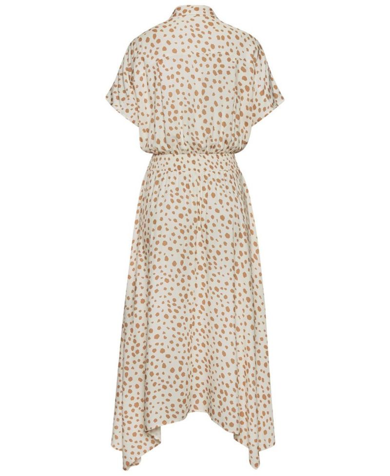 Women's Printed Shirt Collar A-Line Midi Dress