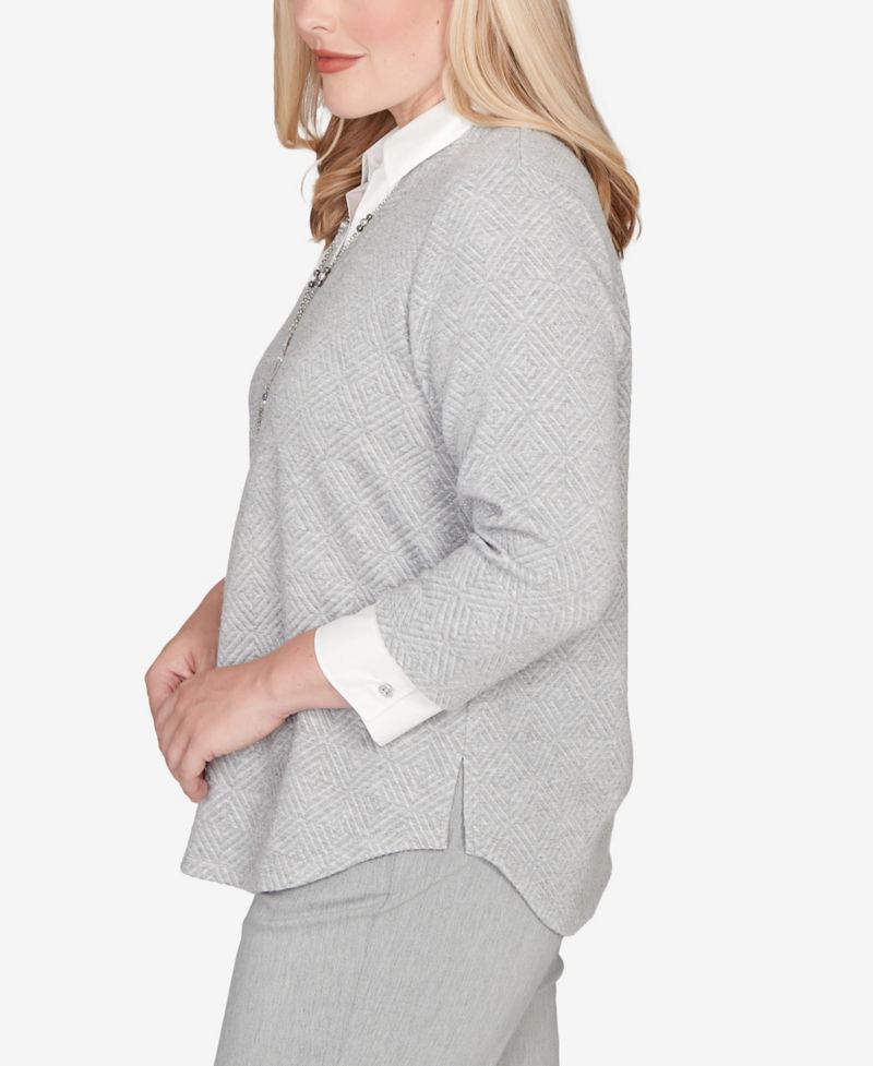 Stockbridge Diamond Jacquard Two In One Top with Necklace