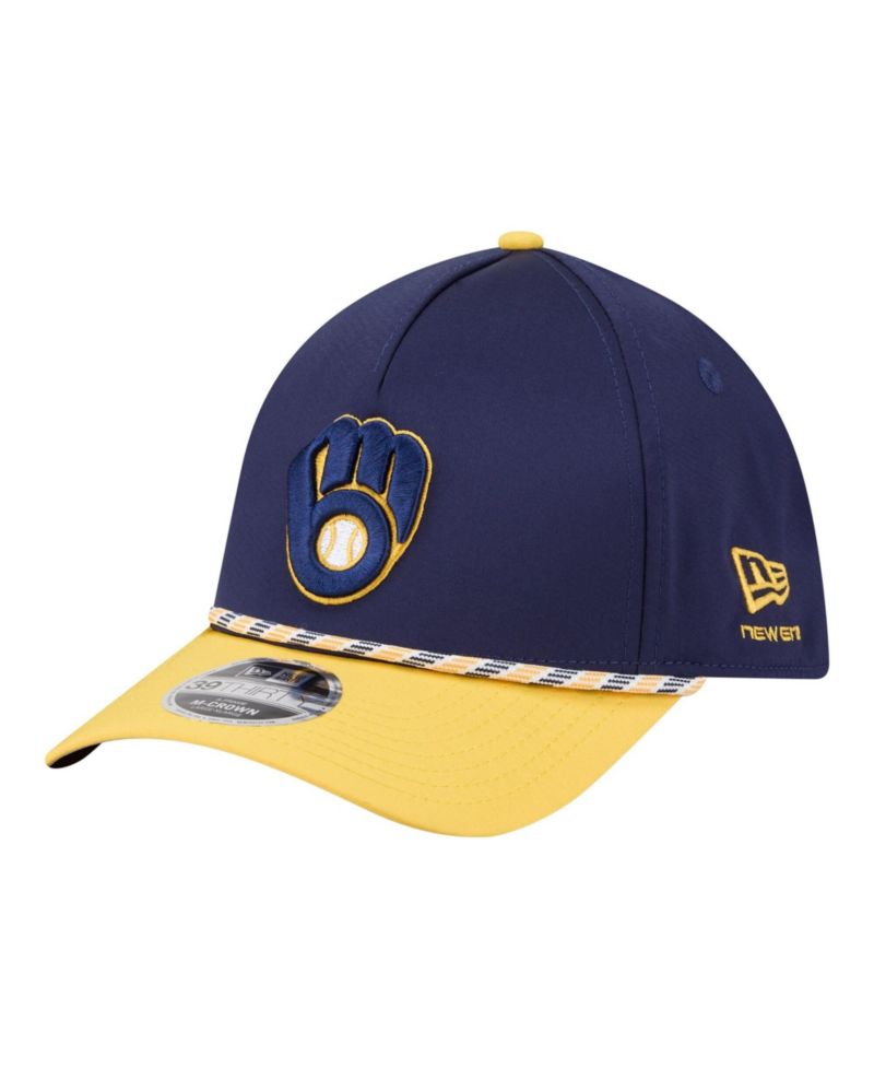 Men's Navy/Gold Milwaukee Brewers Rope M-Crown A-Frame 39THIRTY Flex Hat