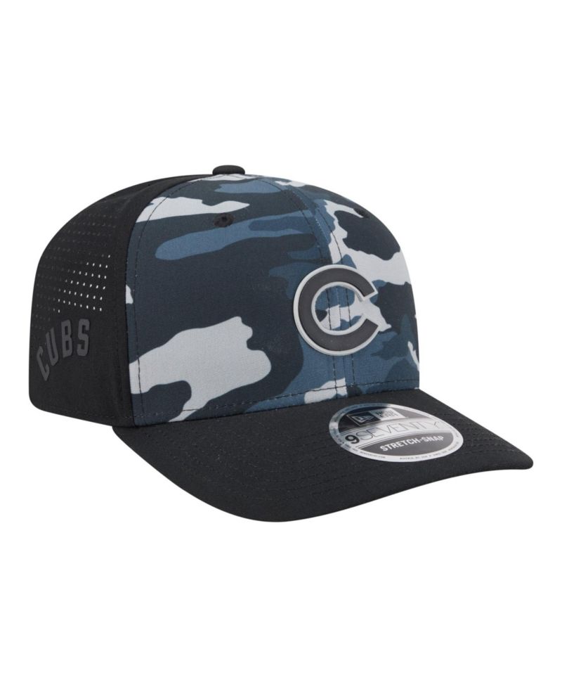 Men's Black Chicago Cubs Tonal Camo 9SEVENTY Stretch-Snap Hat