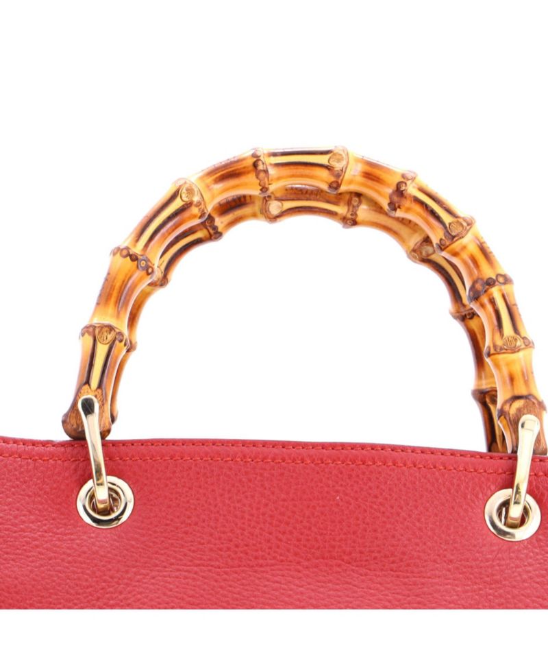 Large Bamboo Shopper Tote Leather