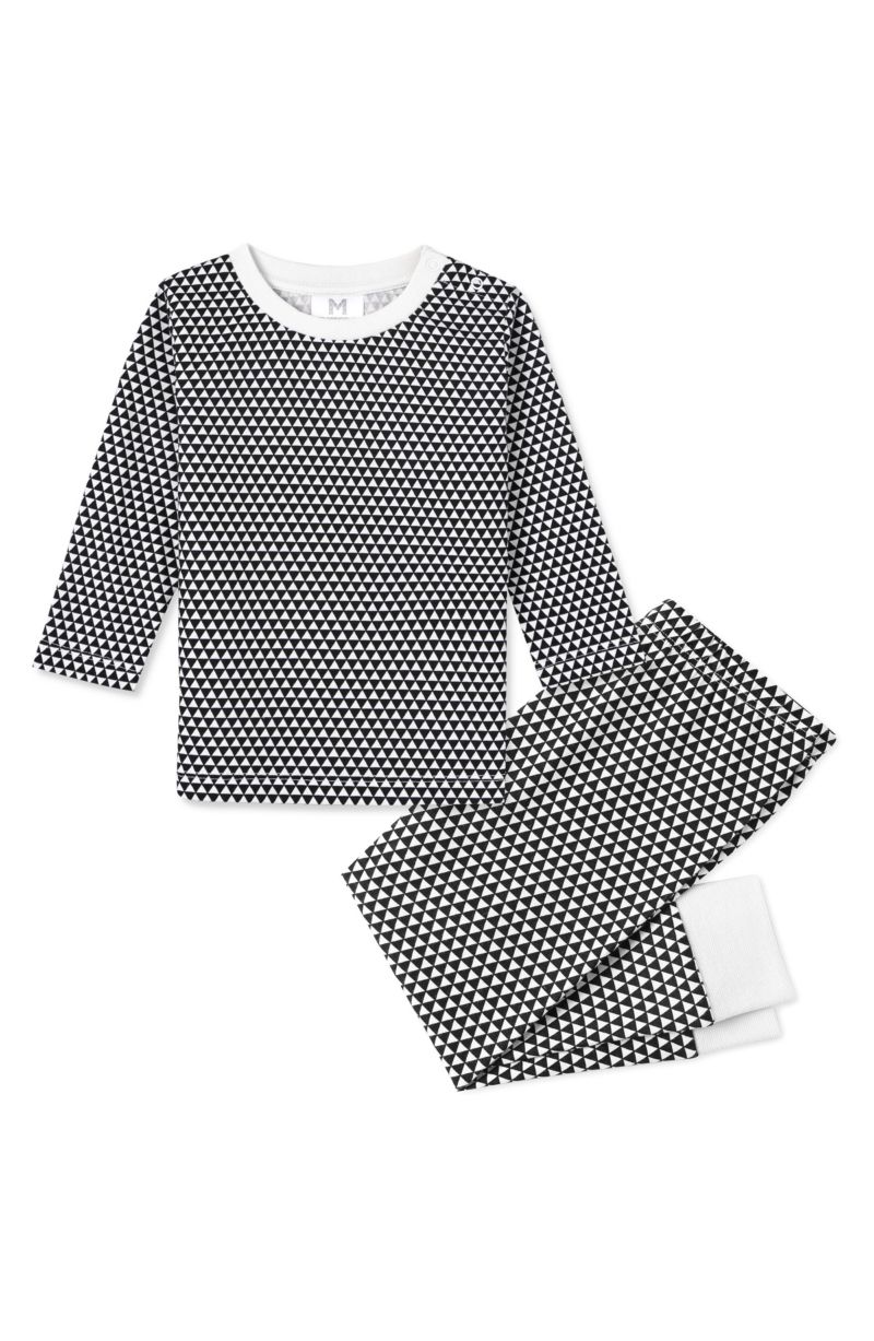 Organic Cotton 2PC Pajama Set, Erawan (Grey & White)