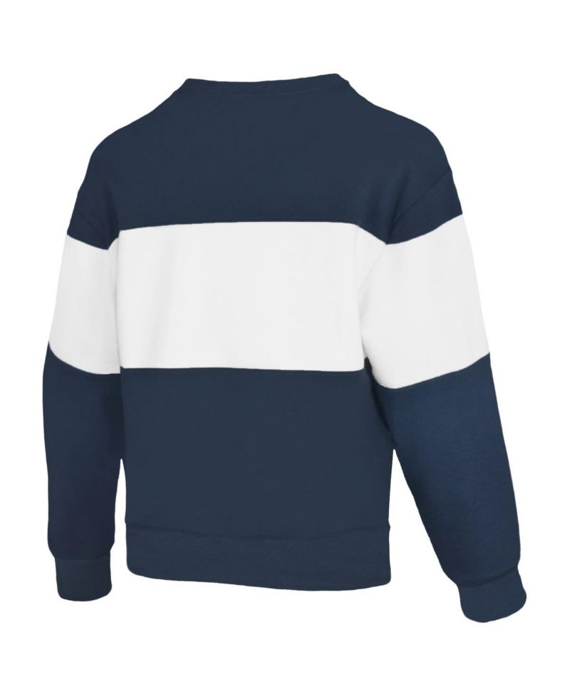 Women's Navy Dallas Cowboys Bling Color Block Terry Sweatshirt