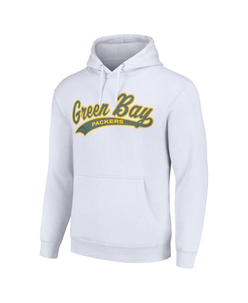 Men's and Women's White Green Bay Packers Tailsweep Pullover Hoodie