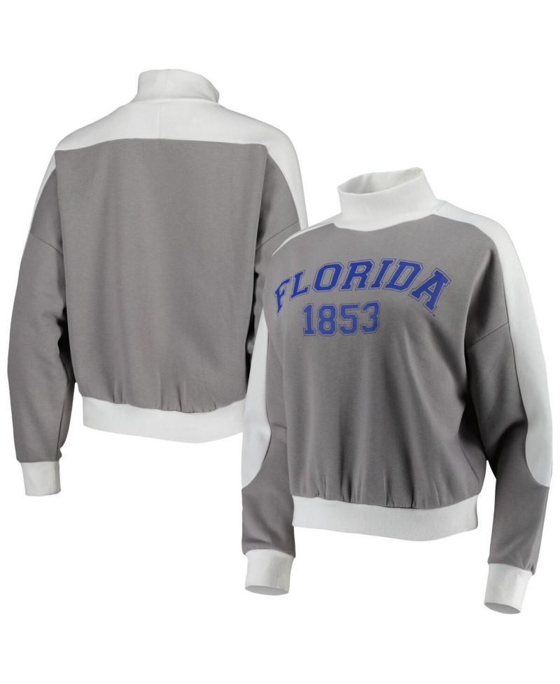 Women's Gray Florida Gators Make it a Mock Sporty Pullover Sweatshirt