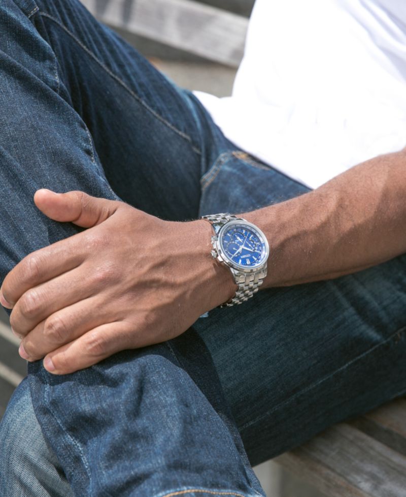 Men's Eco-Drive Calendrier Stainless Steel Bracelet Watch 44mm BU2021-51L