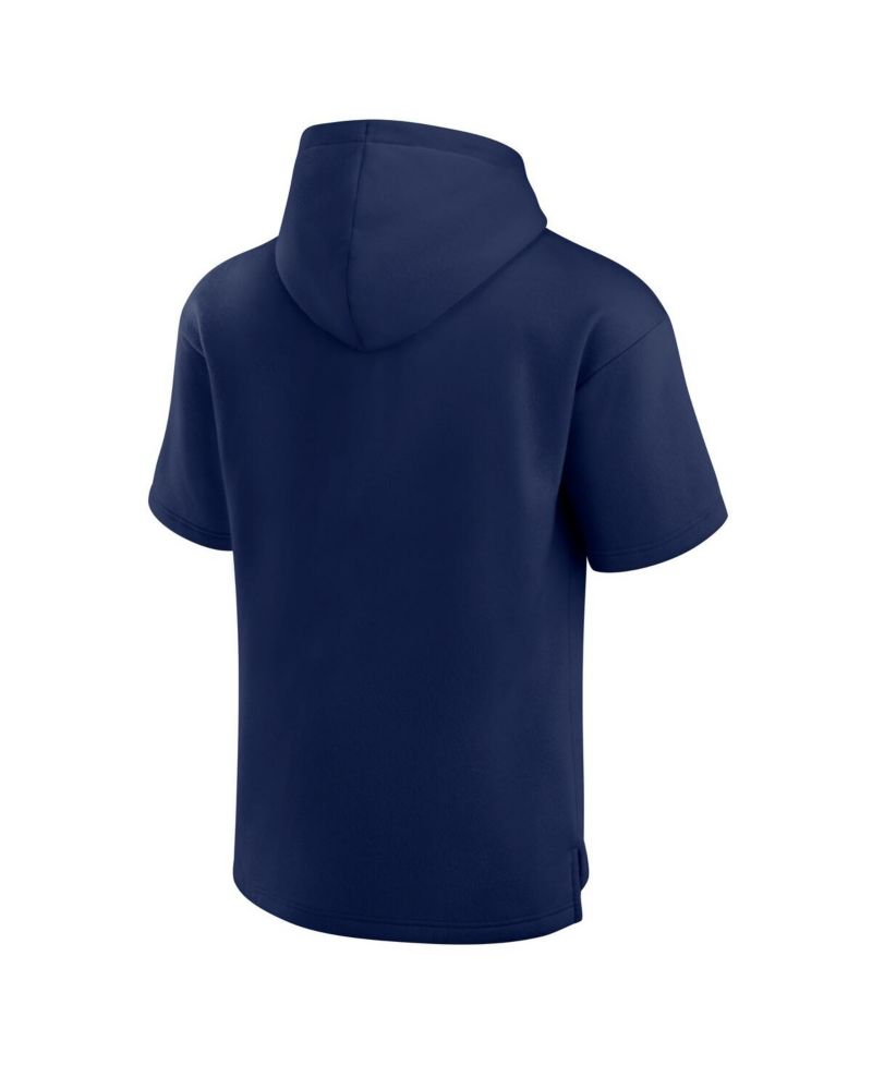 Men's Navy Michigan Wolverines Ready Short Sleeve Pullover Hoodie