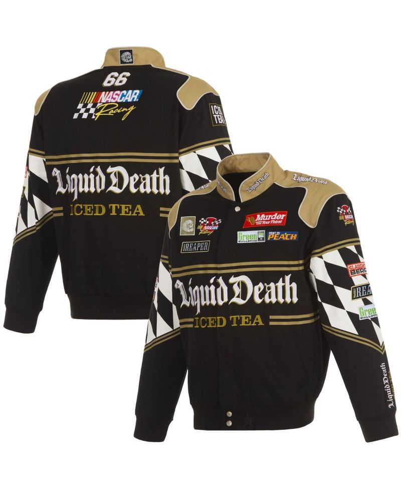Men's Black NASCAR Liquid Death Full-Snap Twill Uniform Jacket
