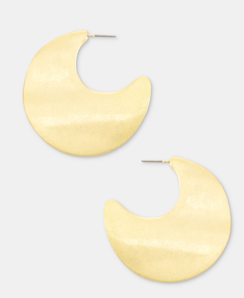 Medium Half-Disc Hoop Earrings, 1.68"