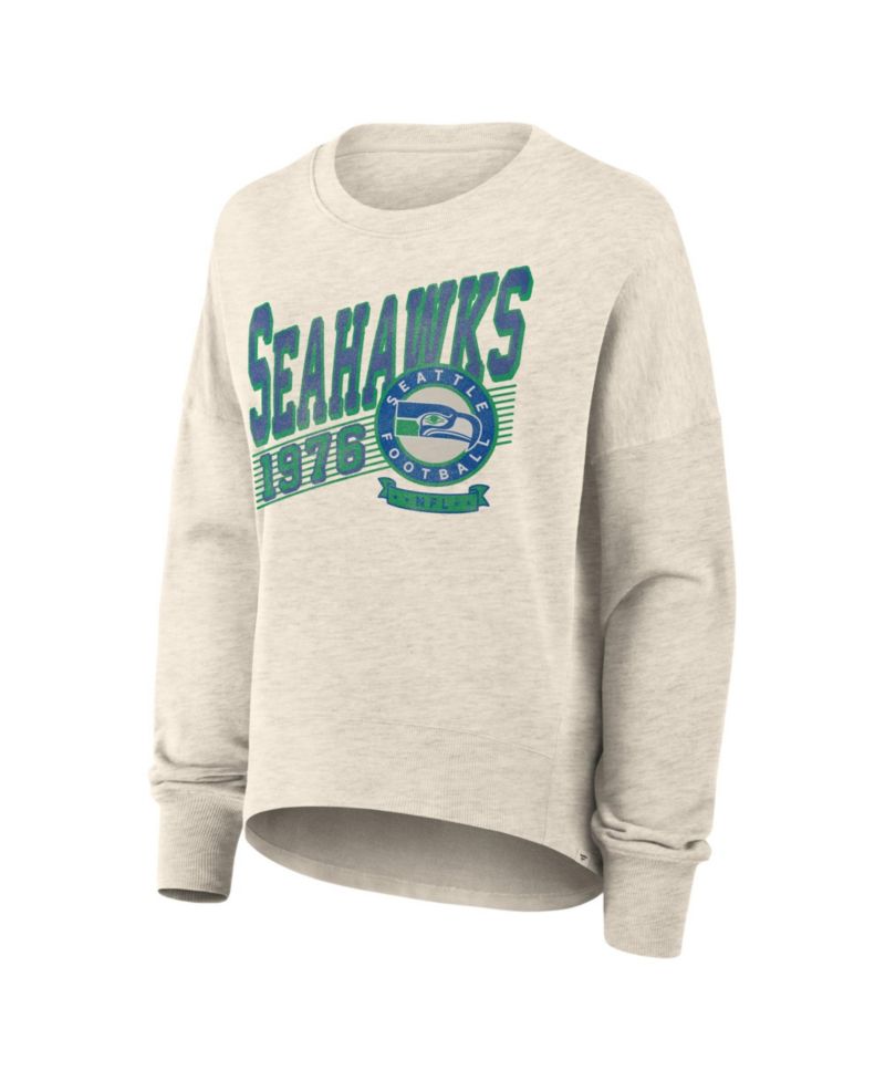 Women's Cream Seattle Seahawks Oversized Heritage Sweatshirt