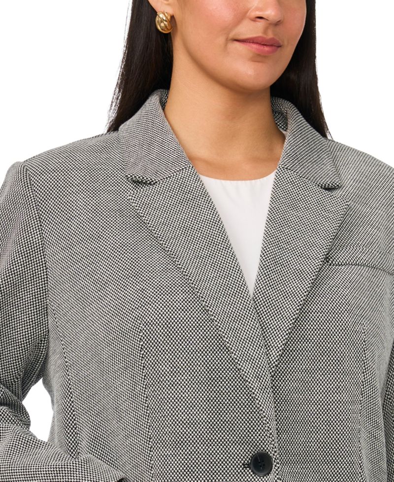 Plus Size Single-Button Mid-Length Stretch Blazer