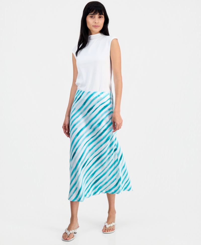 Trendy Plus Size Printed Slip Skirt