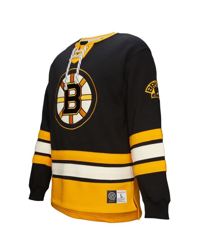 Men's Black Boston Bruins Heritage Lace-Up Pullover Sweatshirt