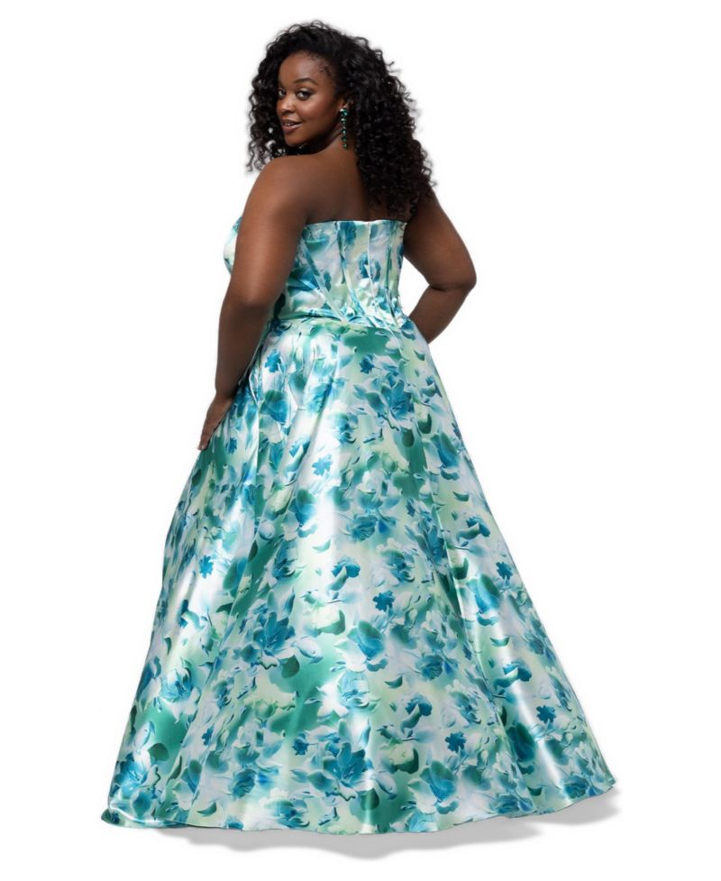 Plus Size Fit to Print Floral A-Line Sweetheart Gown