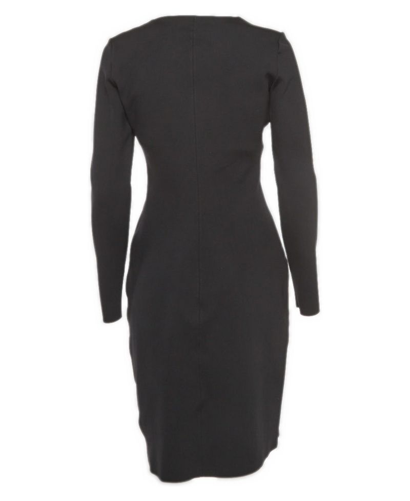 Women's Black Jersey V-Neck Mini Dress