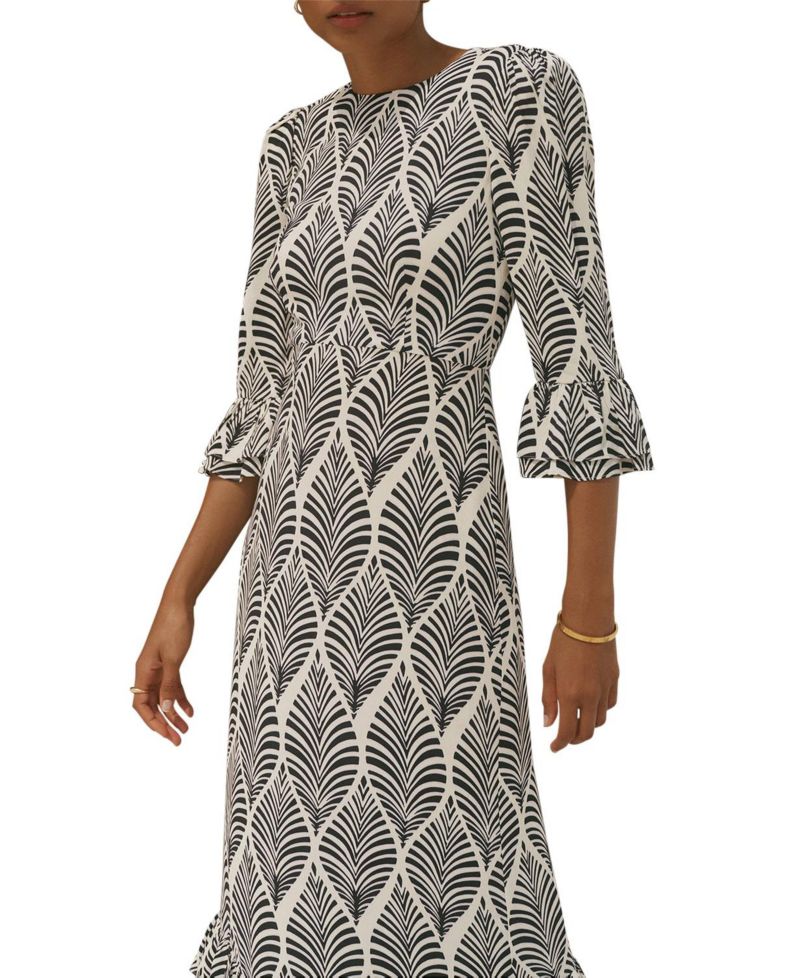 Women's Printed Tiered-Ruffle Rayon Midi Dress