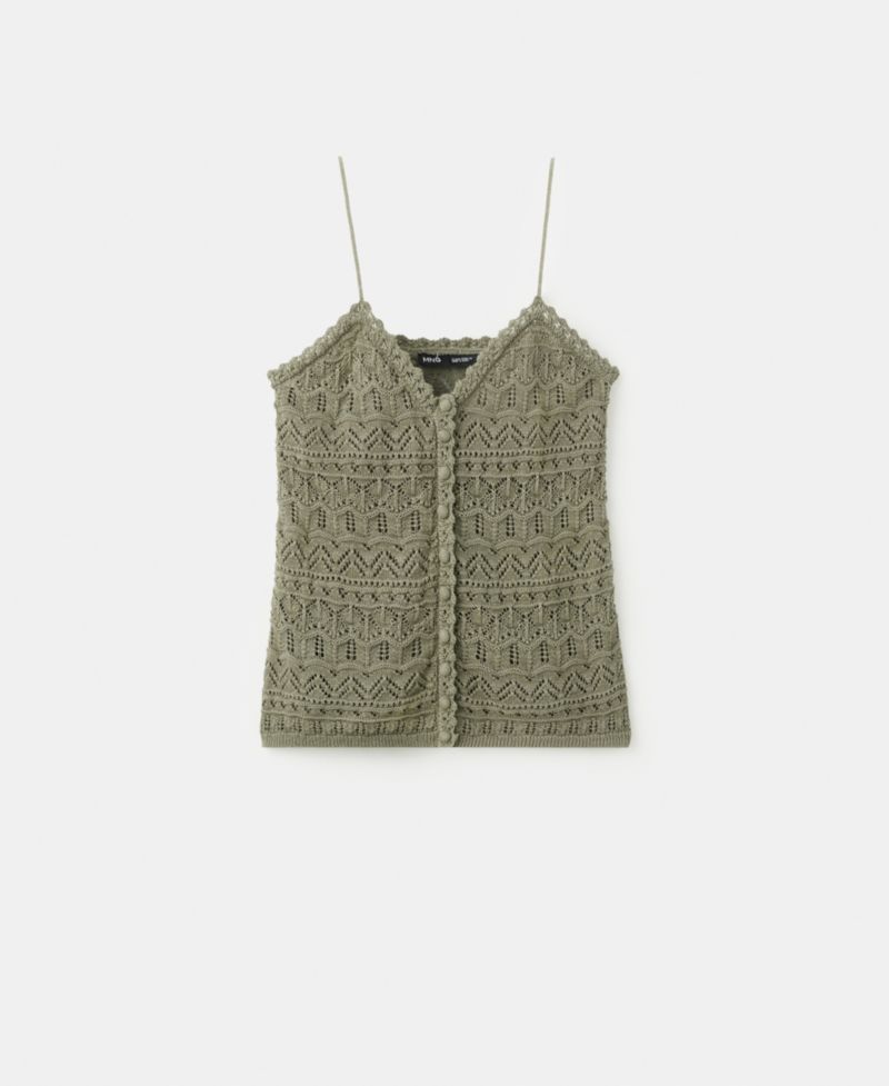 Women's Buttons Open-Knit Top