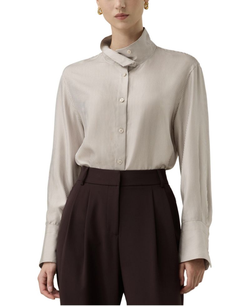 Women's Milano Silk Oversized Stand Collar Shirt