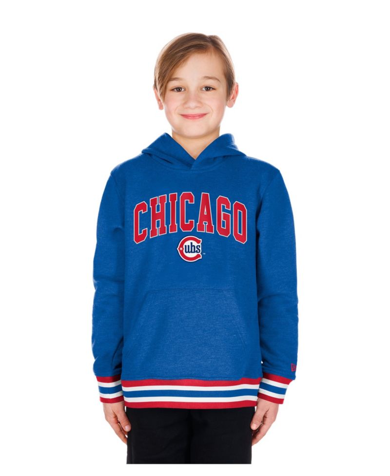 Big Boys and Girls Royal Chicago Cubs Knit Trim Pullover Hoodie