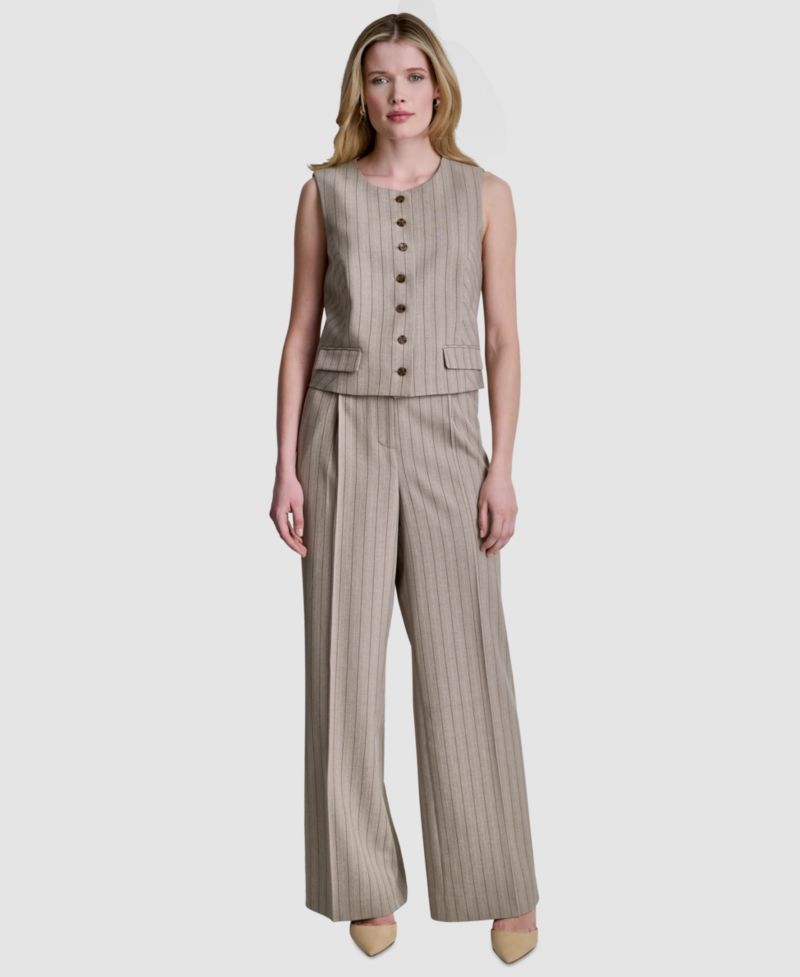 Women's Pinstripe Button-Front Vest, Regular & Petite