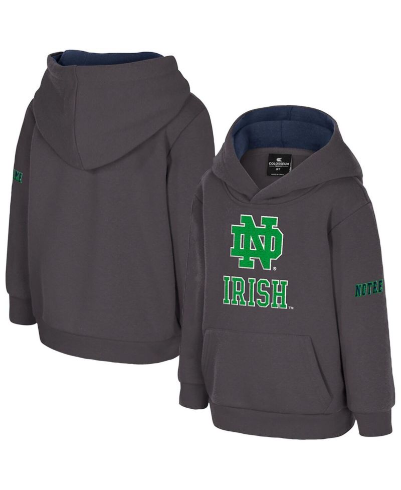 Toddler Charcoal Notre Dame Fighting Irish Big Logo Volume Fleece Pullover Hoodie