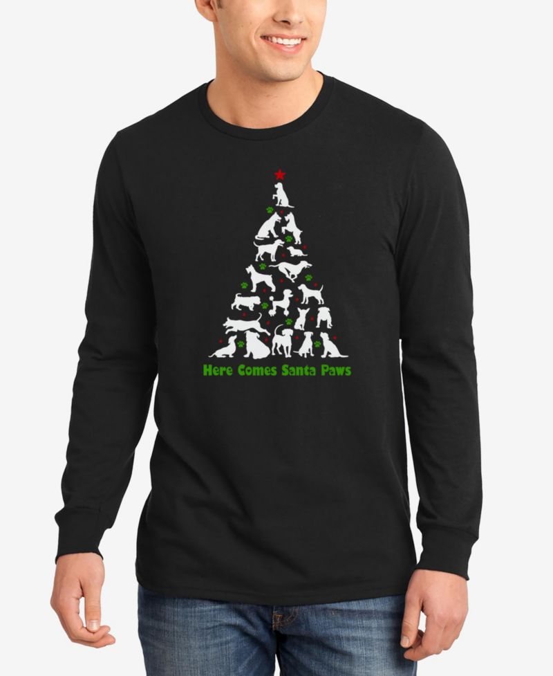 Men's Here Comes Santa Paws Word Art Long Sleeve T-Shirt