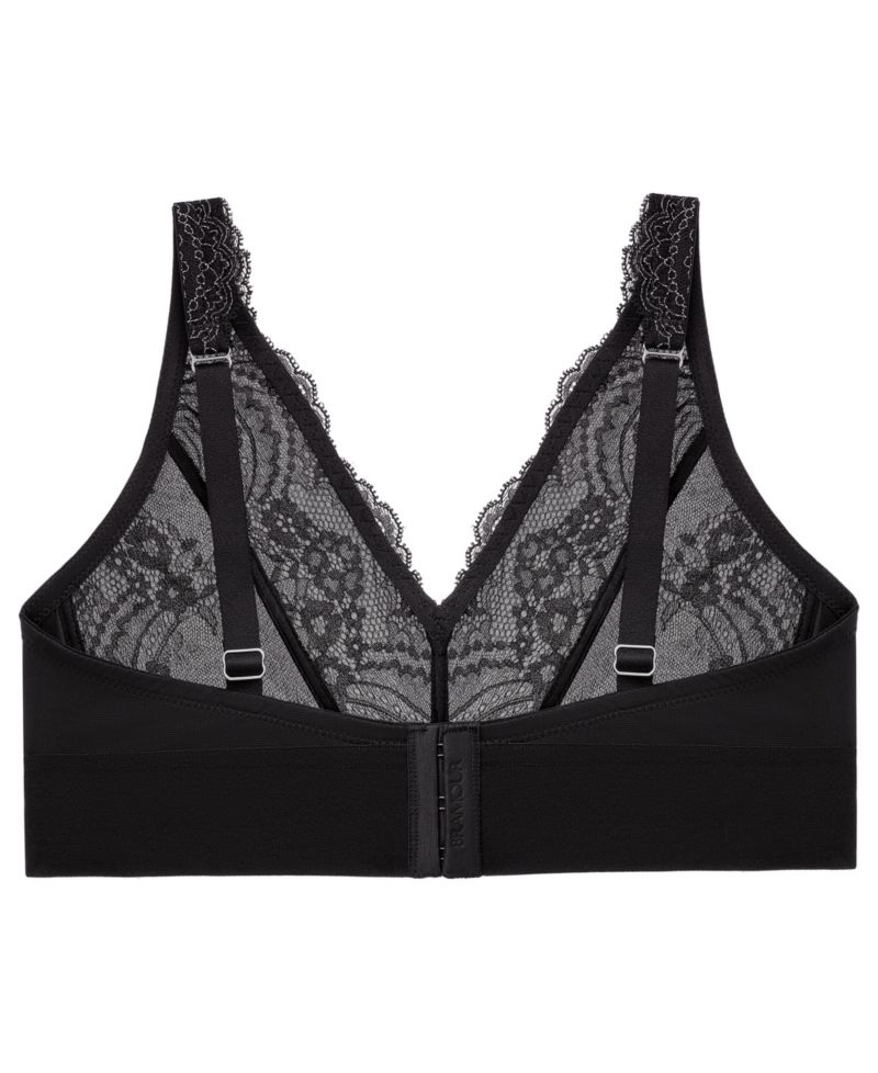 Plus Size Full Figure Bramour Lexington Lace Plunge Wireless Bralette 7013