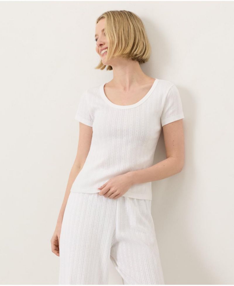 Women's Organic Cotton Pointelle Scoop Neck Tee