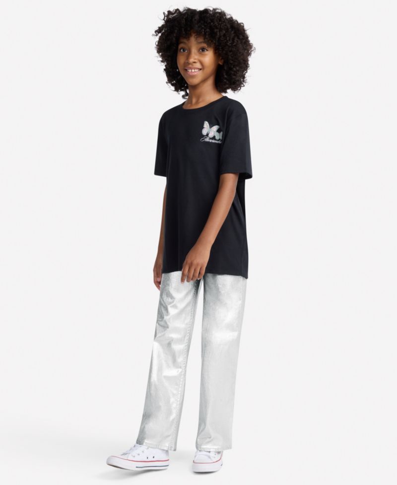 Girls Shine High Rise Wide Leg Jeans