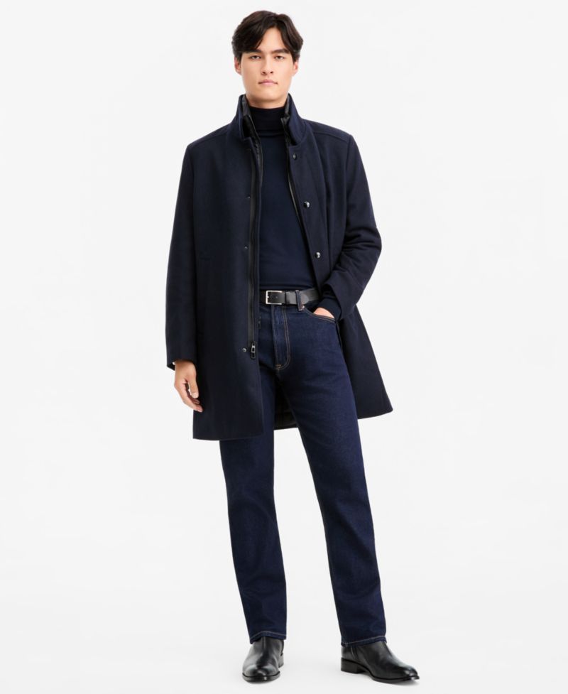 Men's Classic-Fit Bib Wool Blend Overcoat
