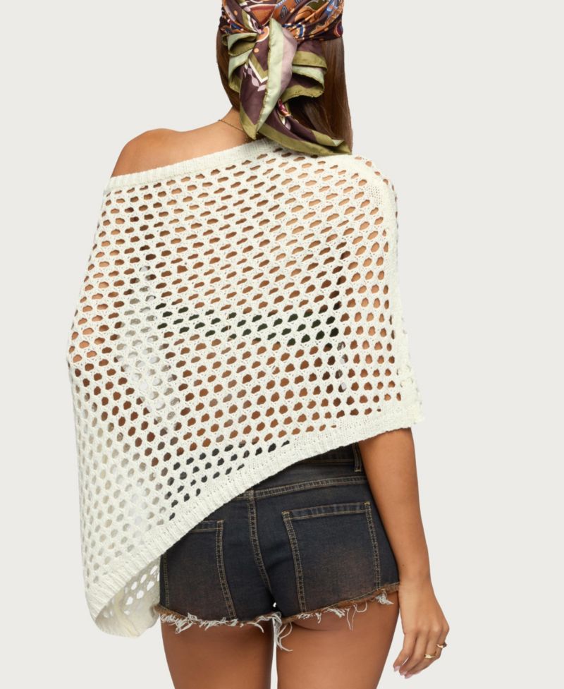 Women's Cloe Off Shoulder Crochet Poncho
